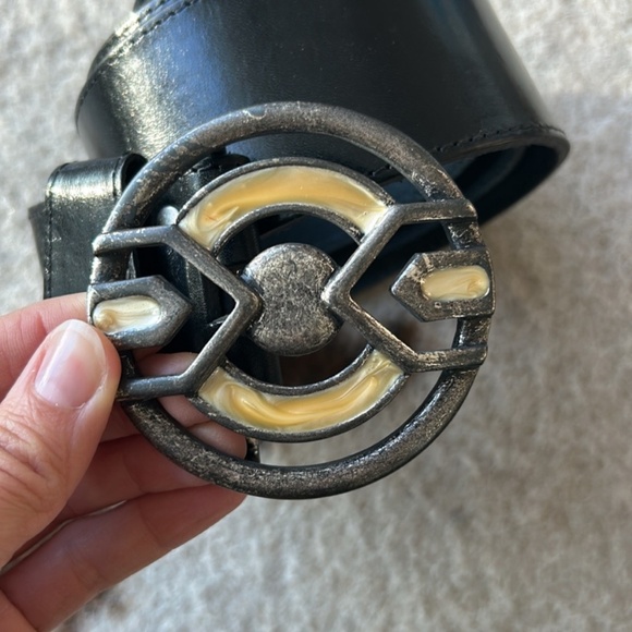 Italmoda leather belt size 90cm Real leather Inside of the metal part is elephan
